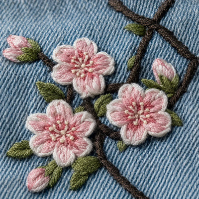 Nite Fury Cherry Blossom Embroidered Jeans