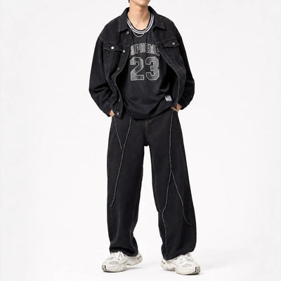 Nite Fury Distressed Graffiti Baggy Jeans