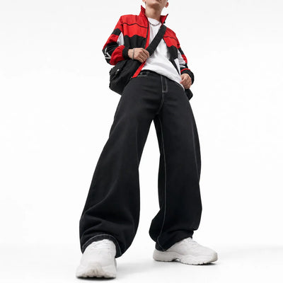 Nite Fury Embroidered Baggy Jeans Streetwear