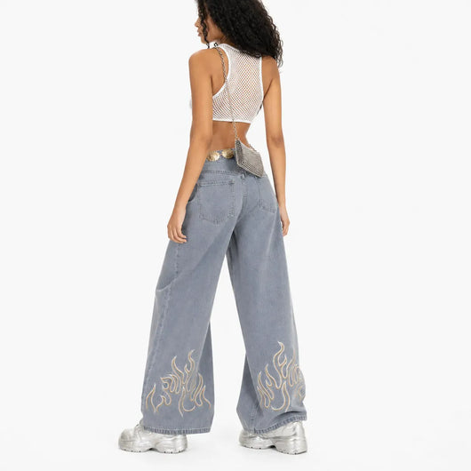 Nite Fury Embroidered Flame Logo Jeans