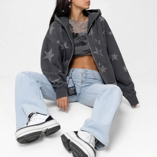 Nite Fury Grunge Star Zip Hoodie