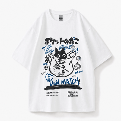Nite Fury White / XS Japanese Cat Graphic Tee