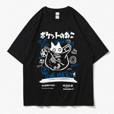 Nite Fury Black & Blue / XS Japanese Cat Graphic Tee