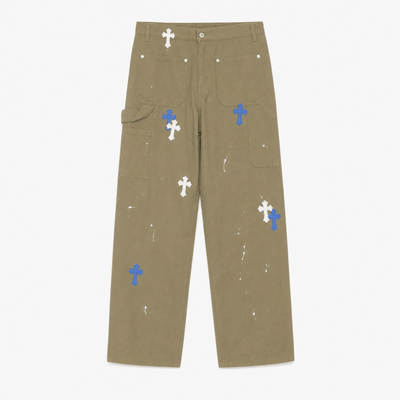 Nite Fury Beige / S Baggy Jeans Cross Paint Splatter