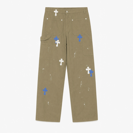 Nite Fury Beige / S Baggy Jeans Cross Paint Splatter