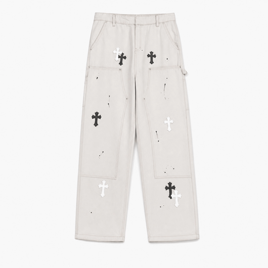 Nite Fury White / S Baggy Jeans Cross Paint Splatter