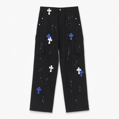 Nite Fury Black / S Baggy Jeans Cross Paint Splatter