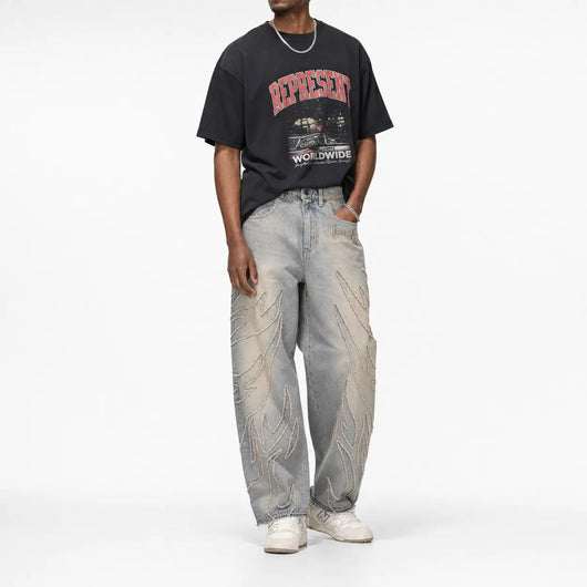 Nite Fury Baggy Jeans Wide Leg Washed