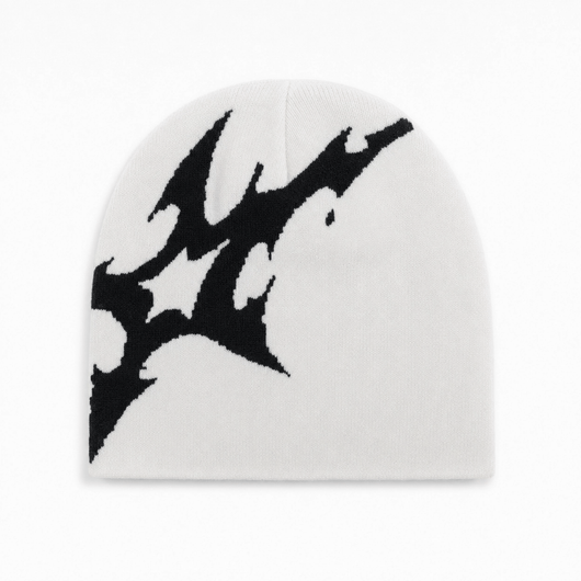 Nite Fury White Beanie Lightning Graphic Streetwear