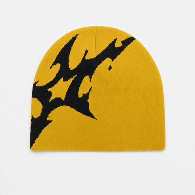 Nite Fury Yellow Beanie Lightning Graphic Streetwear