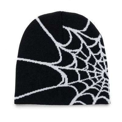 Nite Fury Black Beanie Spider Web Design