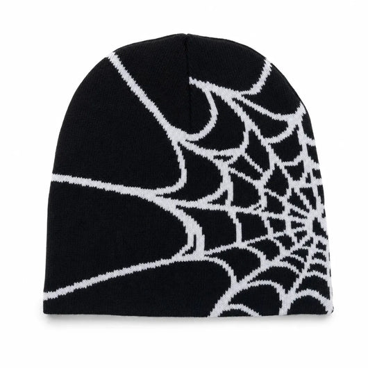 Nite Fury Black Beanie Spider Web Design