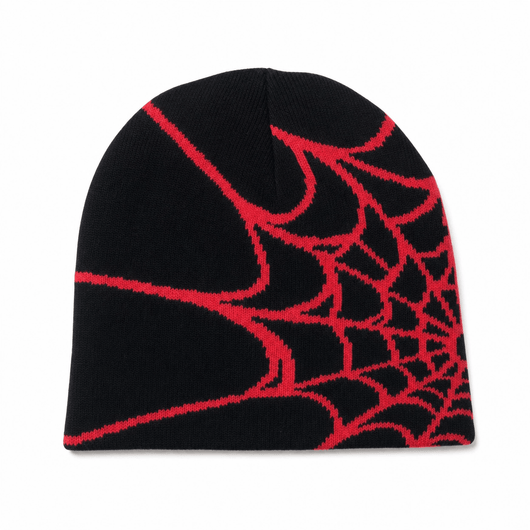 Nite Fury Red Beanie Spider Web Design