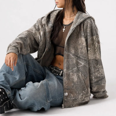 Nite Fury Camouflage Print Zip Hoodie