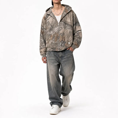 Nite Fury Camouflage Print Zip Hoodie