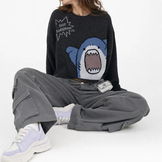 Nite Fury Cartoon Shark Knitted Jumper
