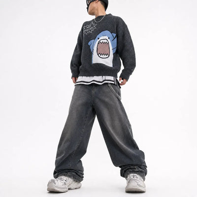 Nite Fury Cartoon Shark Knitted Jumper