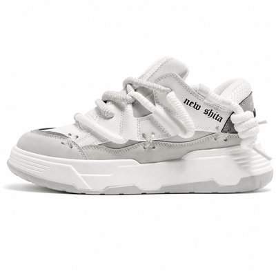 Nite Fury White & Grey / 36 Chunky Platform Retro Shoes