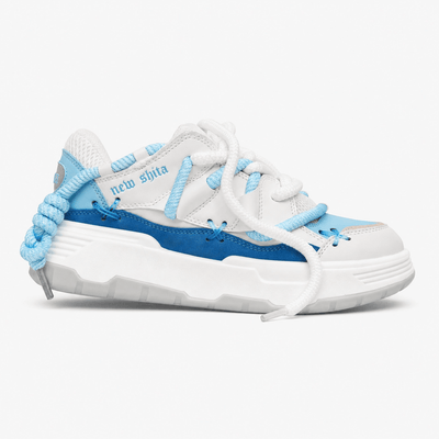 Nite Fury White & Blue / 36 Chunky Platform Retro Shoes