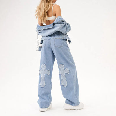 Nite Fury Cross Patch Baggy Jeans