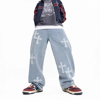 Nite Fury Cross Patch Baggy Jeans
