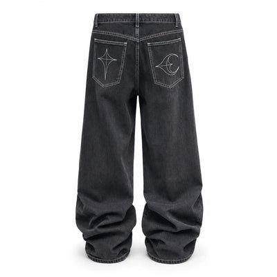 Nite Fury Cyber Embroidery Baggy Jeans