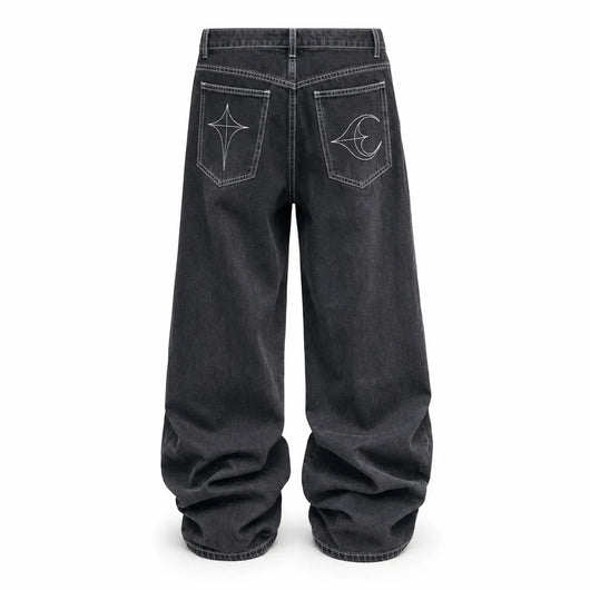 Nite Fury Cyber Embroidery Baggy Jeans