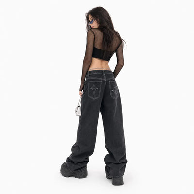 Nite Fury Cyber Embroidery Baggy Jeans