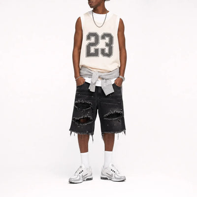 Nite Fury Distressed Baggy Shorts Men
