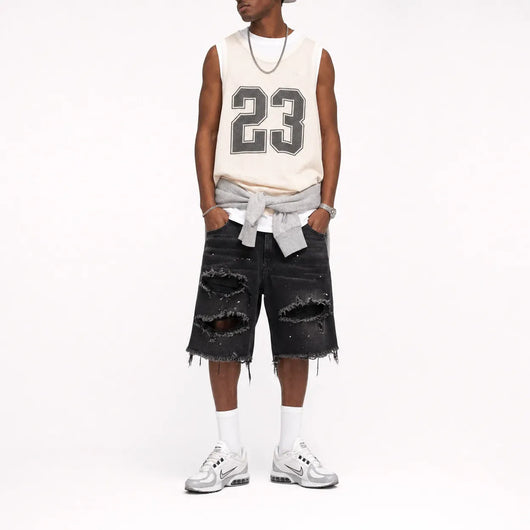 Nite Fury Distressed Baggy Shorts Men