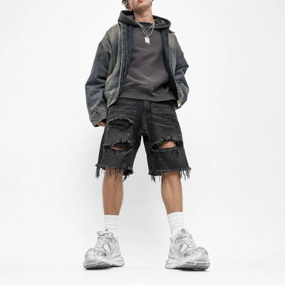 Nite Fury Distressed Baggy Shorts Men
