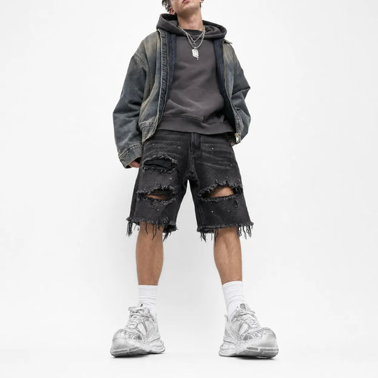 Nite Fury Distressed Baggy Shorts Men