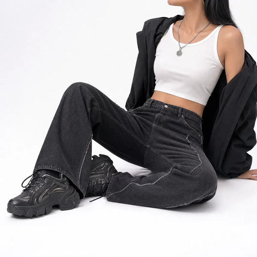 Nite Fury Distressed Graffiti Baggy Jeans