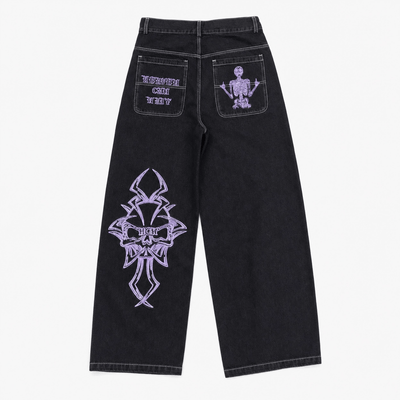 Nite Fury Purple / S Embroidered Baggy Jeans Streetwear