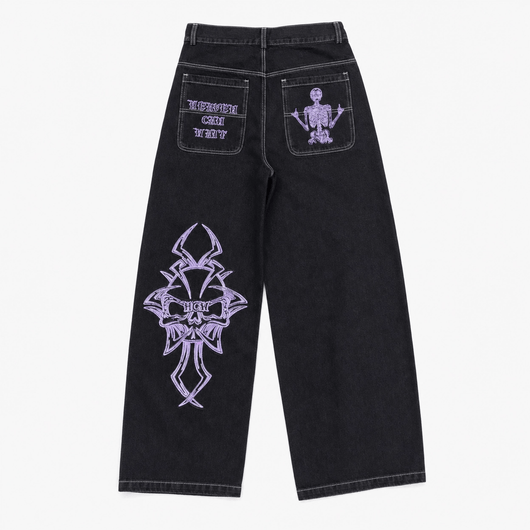 Nite Fury Purple / S Embroidered Baggy Jeans Streetwear
