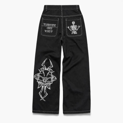 Nite Fury Embroidered Baggy Jeans Streetwear