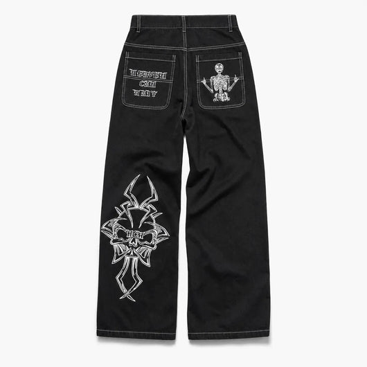 Nite Fury Embroidered Baggy Jeans Streetwear