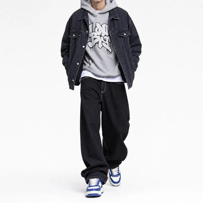 Nite Fury Embroidered Baggy Jeans Streetwear
