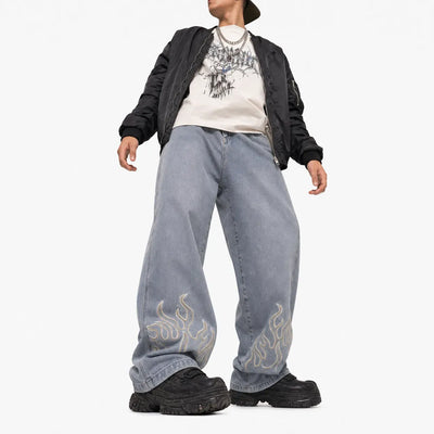 Nite Fury Embroidered Flame Logo Jeans