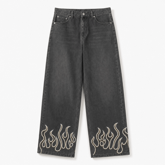 Nite Fury Black / S Embroidered Flame Logo Jeans