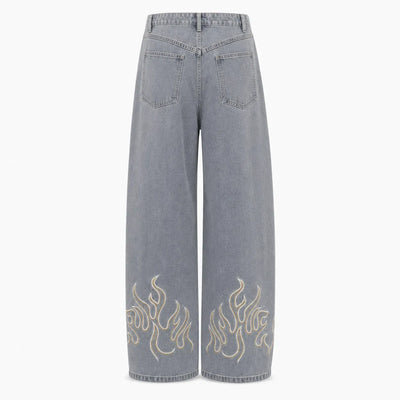 Nite Fury Embroidered Flame Logo Jeans