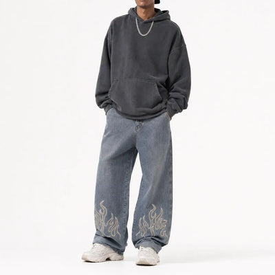 Nite Fury Embroidered Flame Logo Jeans