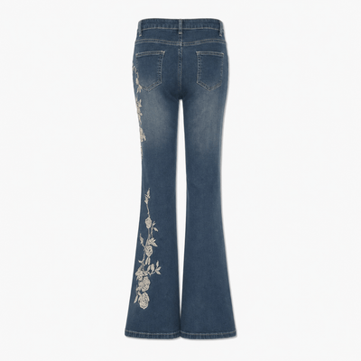 Nite Fury Embroidered Jeans Floral Style