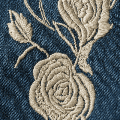 Nite Fury Embroidered Jeans Floral Style
