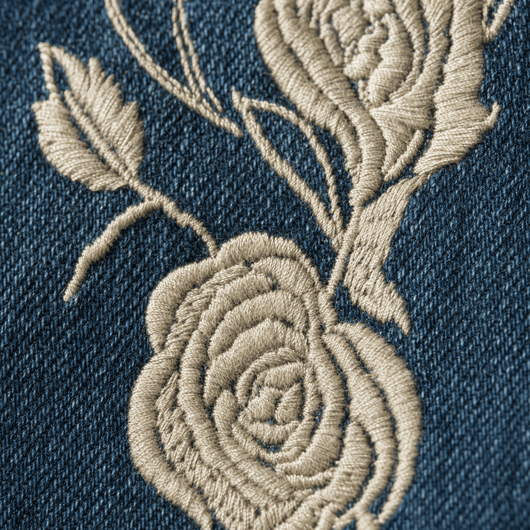 Nite Fury Embroidered Jeans Floral Style