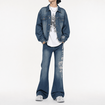 Nite Fury Embroidered Jeans Floral Style