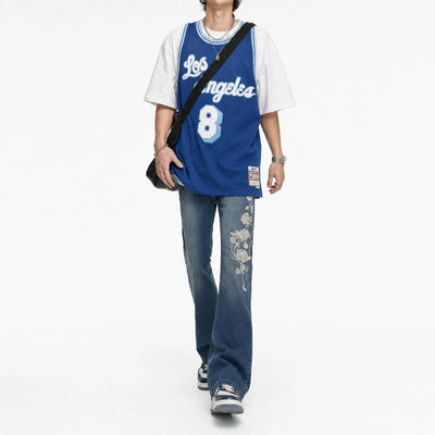 Nite Fury Embroidered Jeans Floral Style