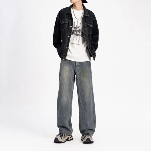 Nite Fury Embroidered Jeans Skull Grunge