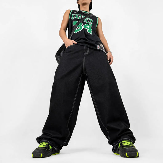 Nite Fury Embroidered Wide Leg Jeans