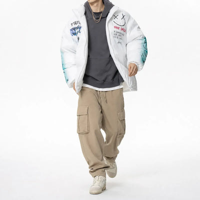 Nite Fury Graffiti Print Puffer Jacket
